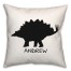 Stegosaurus Dino Black and White with Name 18x18 Personalized Spun Poly Pillow