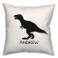 T-Rex Dino Black and White with Name 18x18 Personalized Spun Poly Pillow