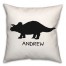 Triceatops Dino Black and White with Name 18x18 Personalized Spun Poly Pillow