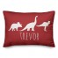 Dinos with Chevron Solid Red 14x20 Personalized Spun Poly Pillow