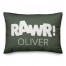 Rawr Green and White Dinosaur 14x20 Personalized Spun Poly Pillow