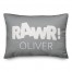 Rawr Gray and White Dinosaur 14x20 Personalized Spun Poly Pillow