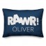 Rawr Navy and White Dinosaur 14x20 Personalized Spun Poly Pillow