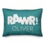 Rawr Teal and White Dinosaur 14x20 Personalized Spun Poly Pillow