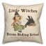 Lil Witch Broom Riding School 18x18 Spun Poly Pillow
