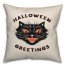 Retro Black Cat Halloween Greetings 18x18 Spun Poly Pillow