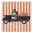 Skellys Landscaping Truck Retro with Stripes 16x16 Canvas Wall Art