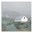 White Barn in Fog 16x16 Canvas Wall Art