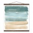 Blue Green Brushstrokes 16x16 Teak Hanging Canvas