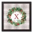 Holiday Gray Plaid Monogram Wreath X 12x12 Black Framed Canvas