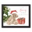 Watercolor Beary Merry Christmas 11x14 Black Framed Canvas