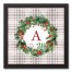 Holiday Gray Plaid Monogram Wreath A 12x12 Black Framed Canvas