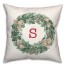 Christmas Wreath Monogram S 18x18 Spun Poly Pillow
