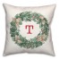 Christmas Wreath Monogram T 18x18 Spun Poly Pillow
