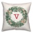 Christmas Wreath Monogram V 18x18 Spun Poly Pillow