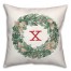 Christmas Wreath Monogram X 18x18 Spun Poly Pillow