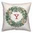Christmas Wreath Monogram Y 18x18 Spun Poly Pillow