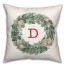 Christmas Wreath Monogram D 18x18 Spun Poly Pillow