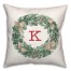 Christmas Wreath Monogram K 18x18 Spun Poly Pillow