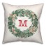 Christmas Wreath Monogram M 18x18 Spun Poly Pillow