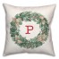 Christmas Wreath Monogram P 18x18 Spun Poly Pillow