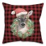 Buffalo Chek Wreath Deer Santa Hat 18x18 Spun Poly Pillow