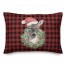Buffalo Chek Wreath Deer Santa Hat 14x20 Spun Poly Pillow