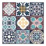Navy and Red Decorative Tiles 20x20 Canvas Wall Art