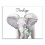 Baby Elephant with Flowers 20x16 Personalized Canvas Wall Art
