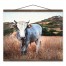 Blue and White Cow 16x20 Teak Hanging Canvas