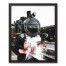 Black and Red Train 16x20 Black Framed Canvas
