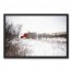 Red Barn in Snow 30x20 Black Framed Canvas