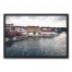 Gray Coastal Town 30x20 Black Framed Canvas