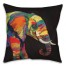 Bright Elephant on Black 18x18 Indoor / Outdoor Pillow