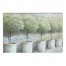 Potted Trees Stone Wall 30x20 Canvas Wall Art