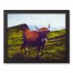 Happy Horned Cow 14x11 Black Framed Canvas