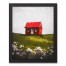 Red House White Flower 11x14 Black Framed Canvas