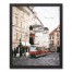 European Bus Stop 16x20 Black Framed Canvas