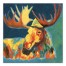 Psychadelic Painted Moose 24x24 Canvas Wall Art