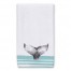 Whale Tail Stripes Teal Tea Towel