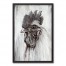 B&W Painted Rooster 20x30 Black Framed Canvas