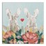 Bunny Couple Flowers  16x16 Canvas Wall Art