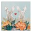 Floral Bunny Couple 24x24 Canvas Wall Art