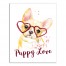 Heart Glasses Puppy Love  11x14 Canvas Wall Art