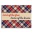 Land of the Free Patriotic Plaid 14x10.5 Pallet Wood Art