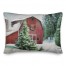 Painted Snowy Red Barn Snow 14x20 Spun Poly Pillow