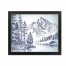 Mountain Forest Drawing Blue 20X16 Black Framed Print Under Glass
