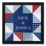 Americana Patchwork Personalized 12x12 Black Framed Canvas