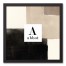 Neutral Simple Monogram Personalized 16x16 Black Framed Canvas