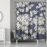 White Blossoms on Navy 71 x 74 Shower Curtain